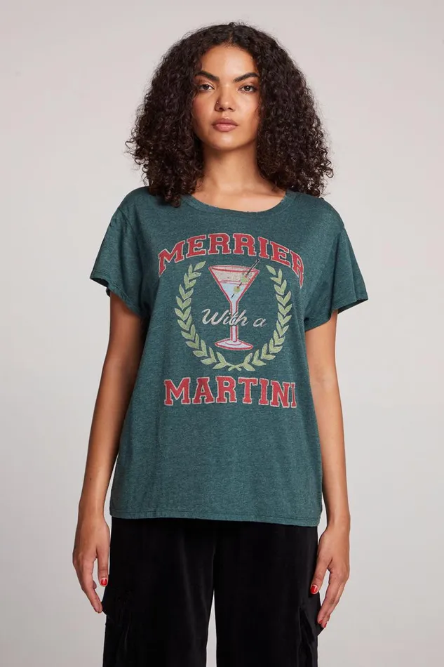 Womens Chaser Brand Tops Merrier With A Martini Tee