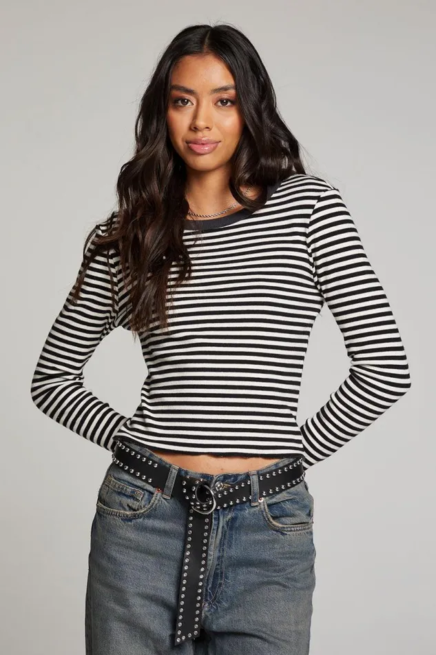 Womens Chaser Brand Tops Moonlight Punk Stripe Long Sleeve