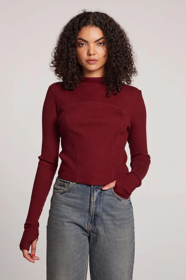 Womens Chaser Brand Tops Nahalll Fig Long Sleeve