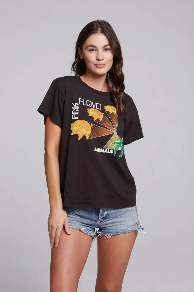 Womens Chaser Brand Tops Pink Floyd Animals Tour 03977 Tee