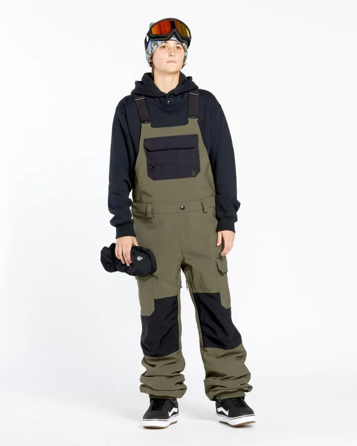 Womens Creston 3D Stretch Bib Overalls 8211 Ivy Womens Volcom Pants