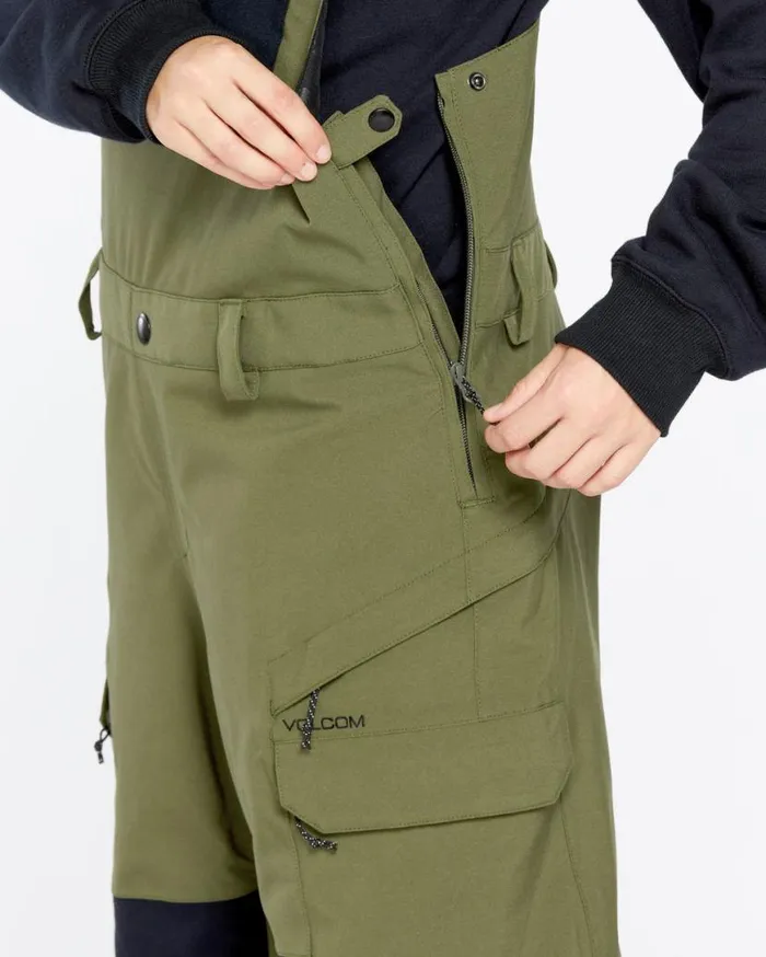 Womens Creston 3D Stretch Bib Overalls 8211 Ivy Womens Volcom Pants