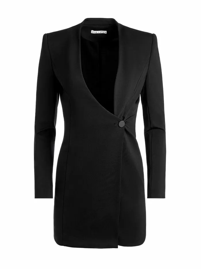 Womens Dresses Alice Olivia Guenda Curved Neckline Blazer Dress Black