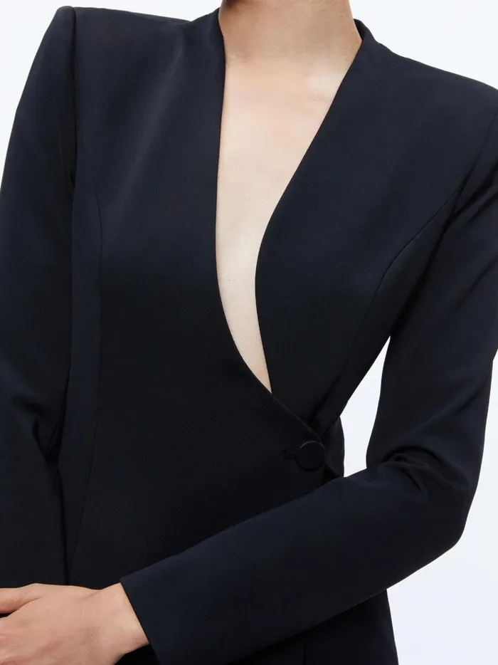 Womens Dresses Alice Olivia Guenda Curved Neckline Blazer Dress Black