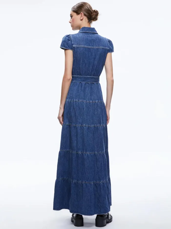 Womens Dresses Alice Olivia Miranda Maxi Denim Dress Lola Blue