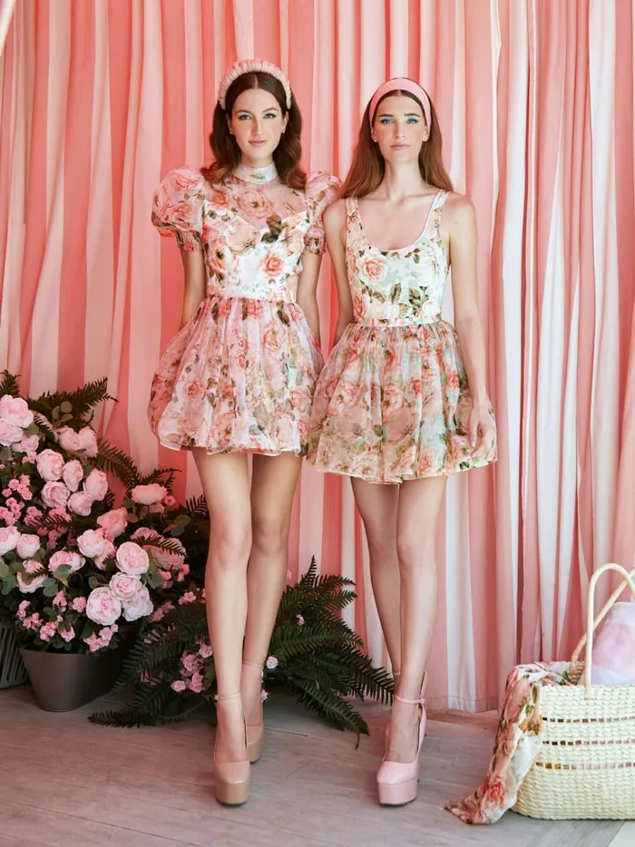 Womens Dresses Alice Olivia Vernita Puff Sleeve Sweetheart Neckline Mini Dress Morningside Floral White
