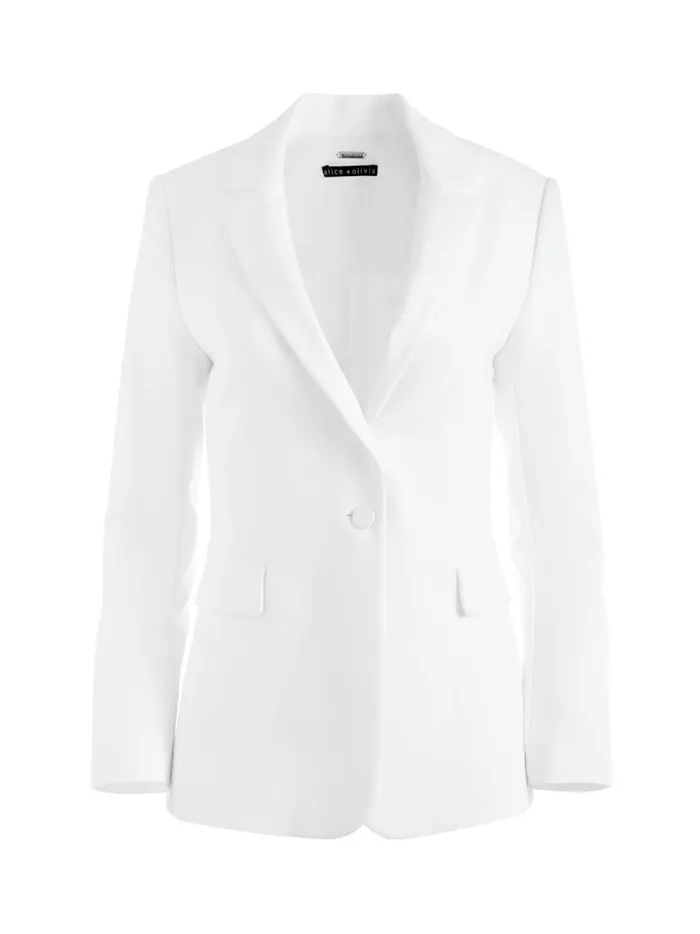 Womens Jackets Coats Alice Olivia Macey Fitted Notch Collar Blazer White