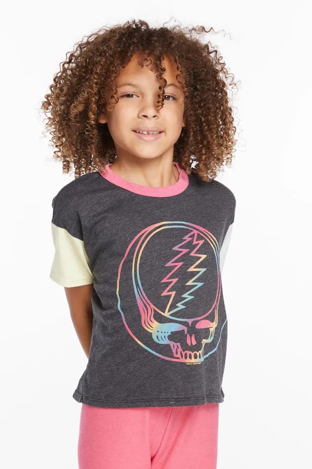 WomensKids Chaser Brand Music Grateful Dead Steal Your Face Rainbow Girls Tee