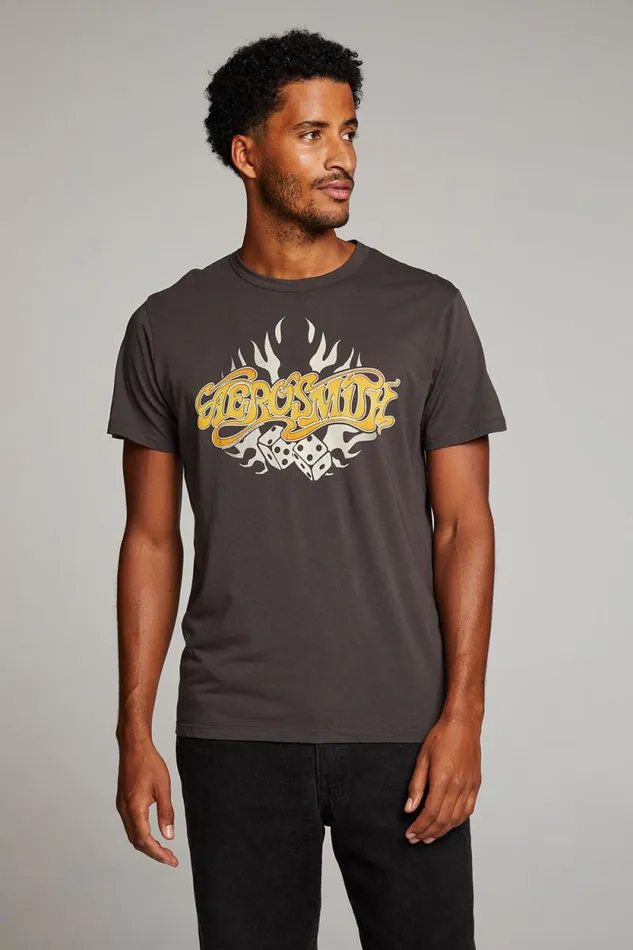 WomensMens Chaser Brand Music Aerosmith Flaming Skull Mens Tee