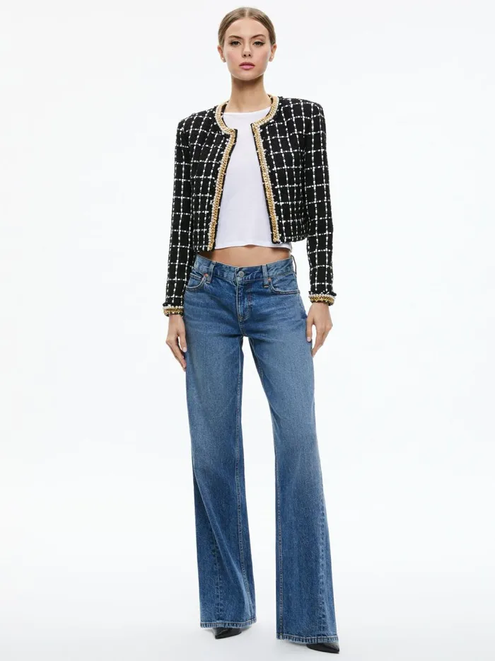 Womens Pants Alice Olivia Ernie Low Rise Buckle Back Jean Avery Blue