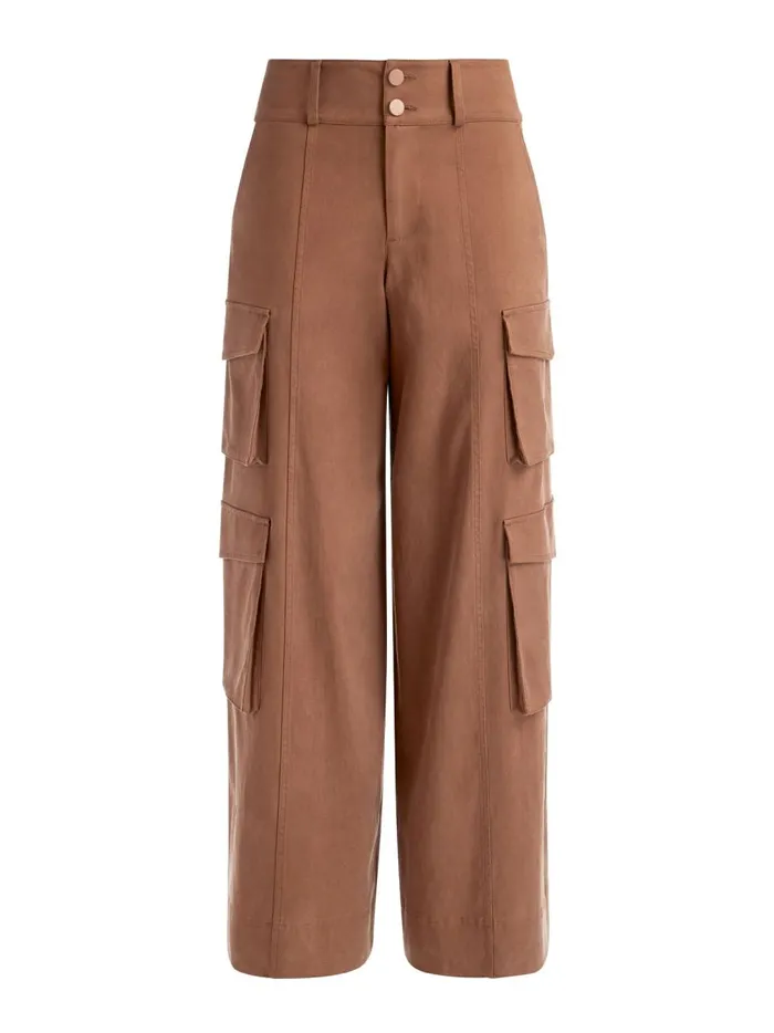 Womens Pants Alice Olivia Mame High Rise Wide Leg Cargo Pant Camel