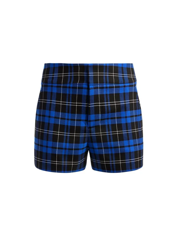 Womens Shorts Alice Olivia Cady High Waisted Short Schoolgirl Plaid Sapphire