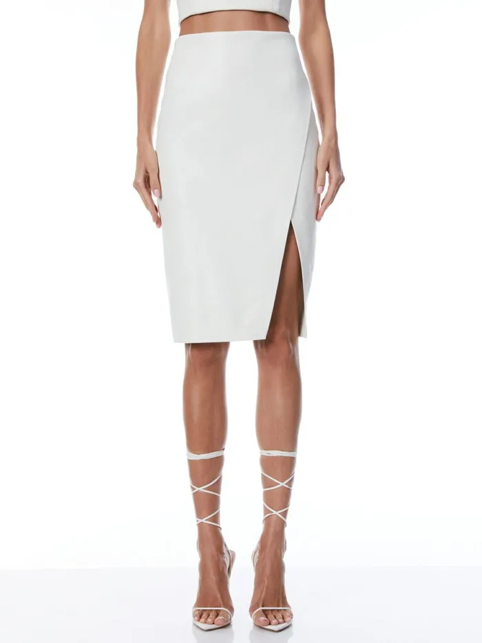 Womens Skirts Alice Olivia Siobhan Front Wrap Midi Skirt Ecru