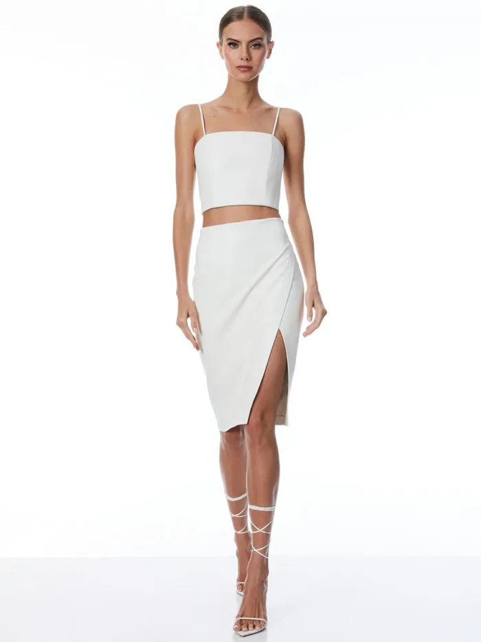 Womens Skirts Alice Olivia Siobhan Front Wrap Midi Skirt Ecru