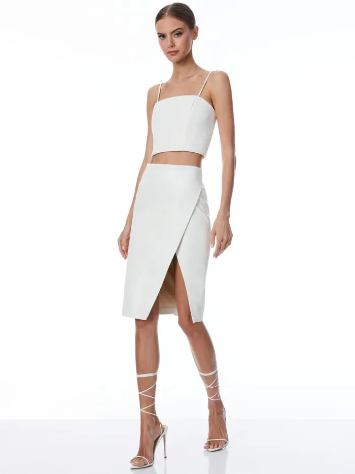 Womens Skirts Alice Olivia Siobhan Front Wrap Midi Skirt Ecru