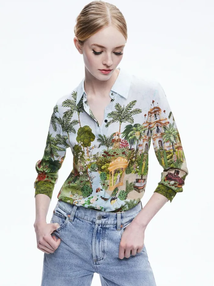 Womens Tops Alice Olivia Willa Placket Top Couture Palace
