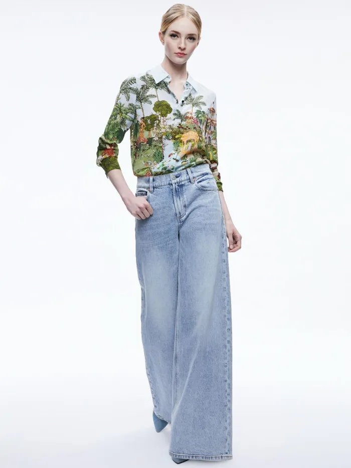 Womens Tops Alice Olivia Willa Placket Top Couture Palace