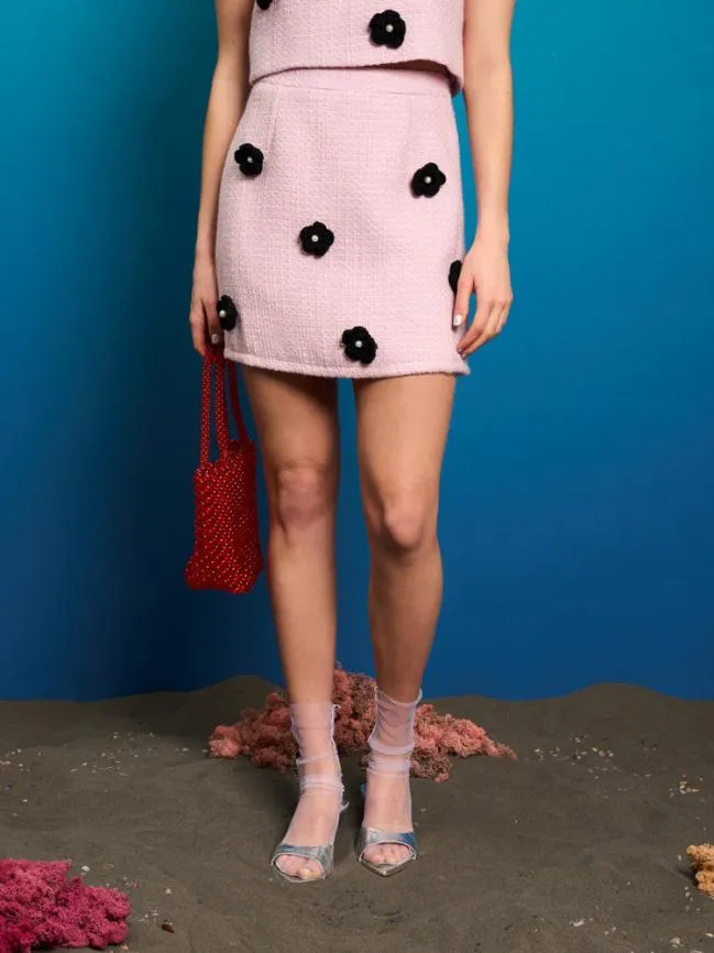 Womenswear Coast Crochet Tweed Skirt Baby Pink Sister Jane