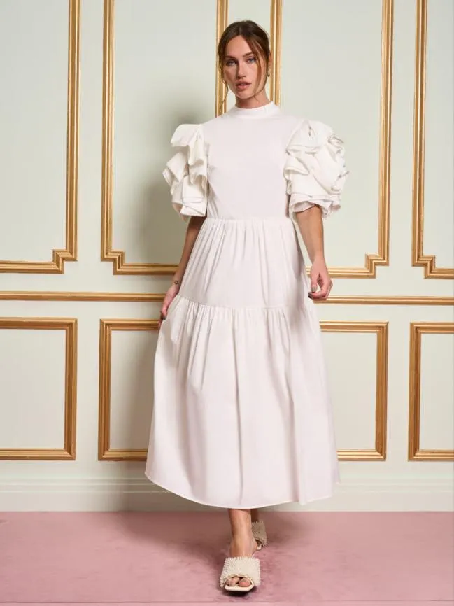 Womenswear DREAM Chantilly Ruffle Sleeve Dress Pearl White Sister Jane