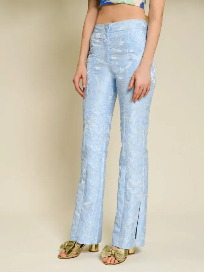 Womenswear DREAM Fleur Jacquard Trousers Cornflower Blue Sister Jane