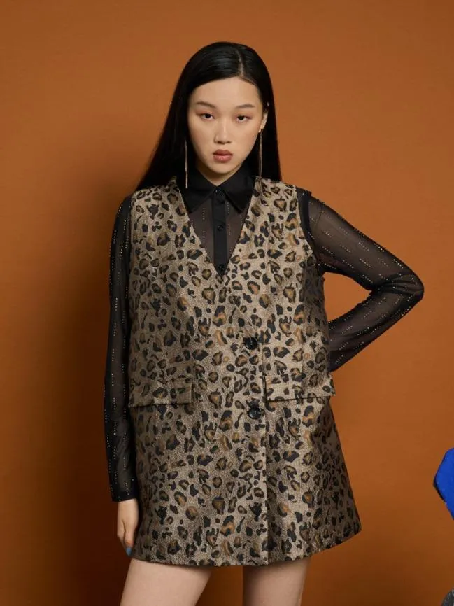 Womenswear Ghospell Mabel Leopard Mini Dress Shadow Grey Sister Jane