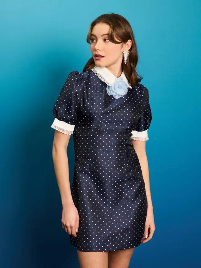 Womenswear Laguna Jacquard Mini Dress Navy Blue Sister Jane
