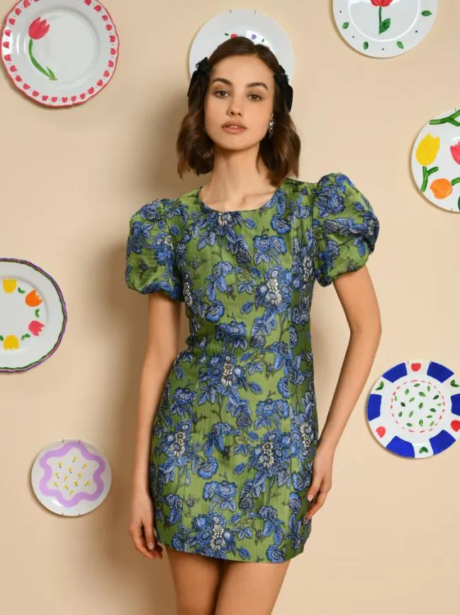 Womenswear Viridiflora Jacquard Dress Forest Green Sister Jane