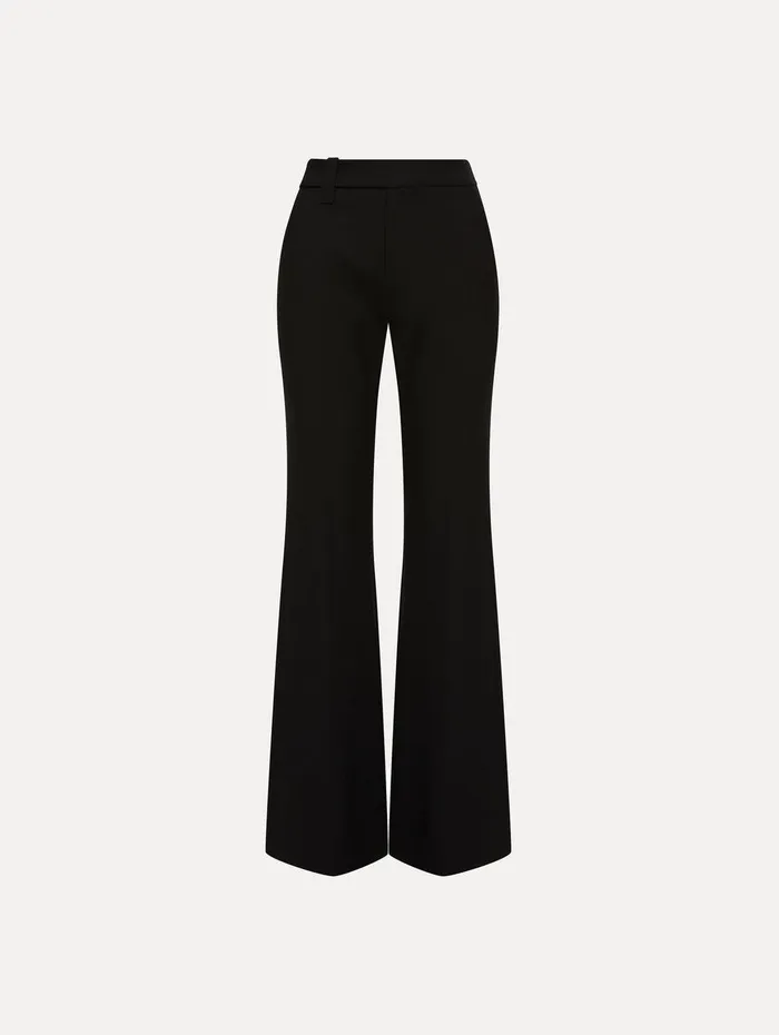 Zip Front Flare Leg Pant Black Women Oscar De La Renta Pants and Skirts