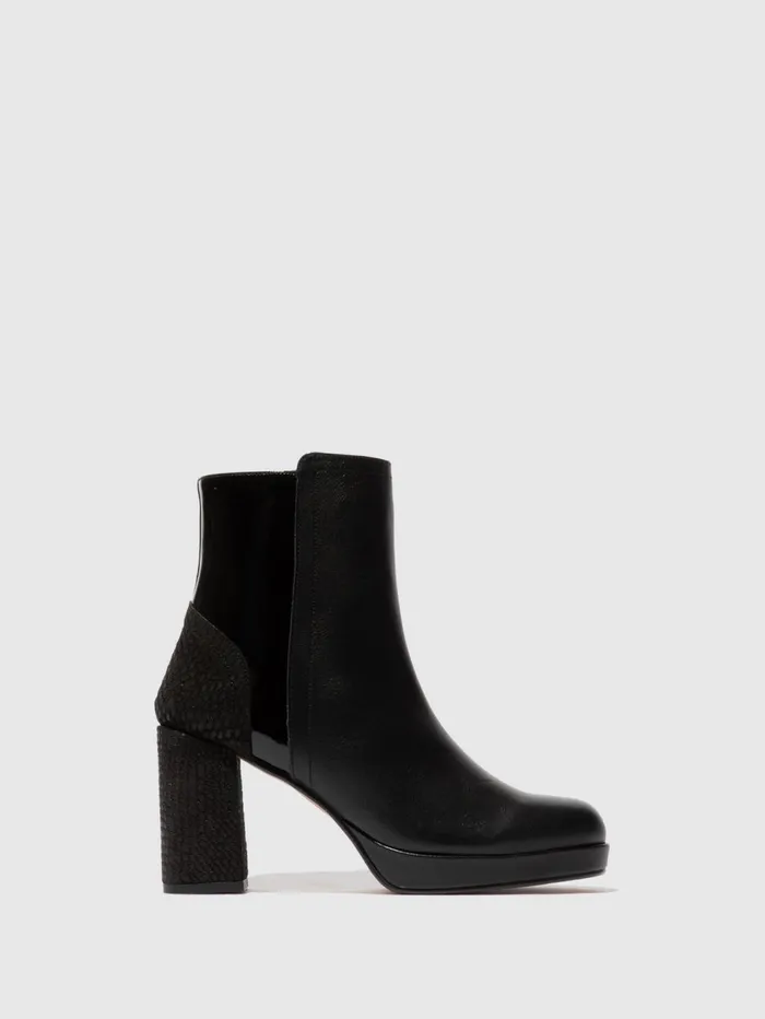 Zip Up Ankle Boots EFAN181FLY BLACK Women Fly London Ankle Boots