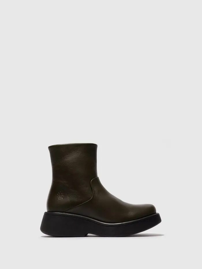 Zip Up Ankle Boots MOLN155FLY MILITARY Women Fly London Ankle Boots