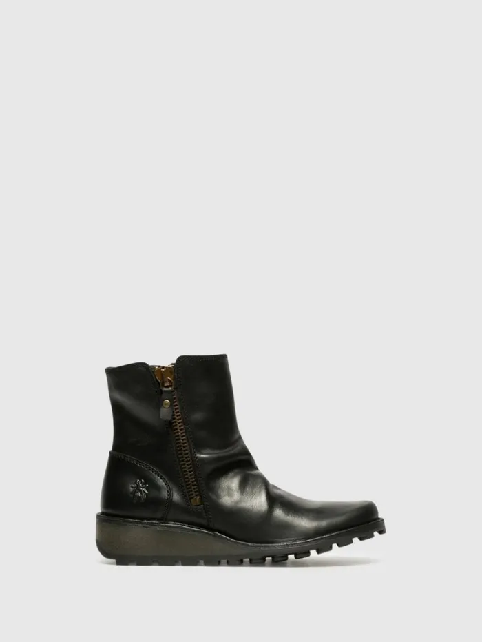Zip Up Ankle Boots MON944FLY BLACK Women Fly London Ankle Boots