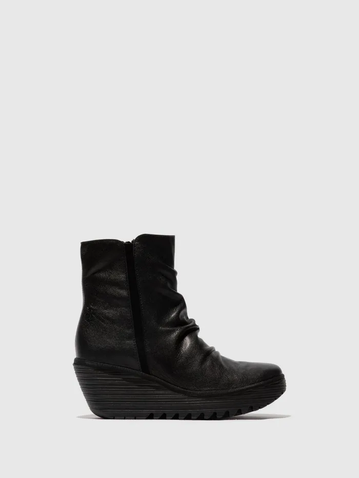 Zip Up Ankle Boots YOPA461FLY BLACK Women Fly London Ankle Boots